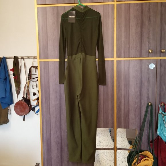 AVBL Sexy Missguided Khaki Green Sheer Top Jumpsuit - UK8 - Picture 7 of 9